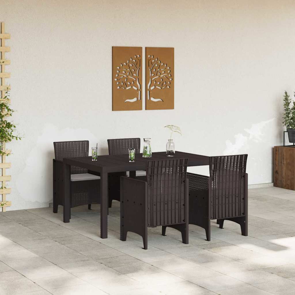 Set da Pranzo per Giardino 5 pcs Marrone Rattan Polt - immagine 3