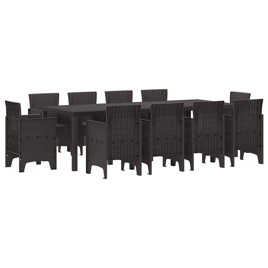 Set da Pranzo per Giardino 11 pcs Marrone Rattan Polt - immagine 2