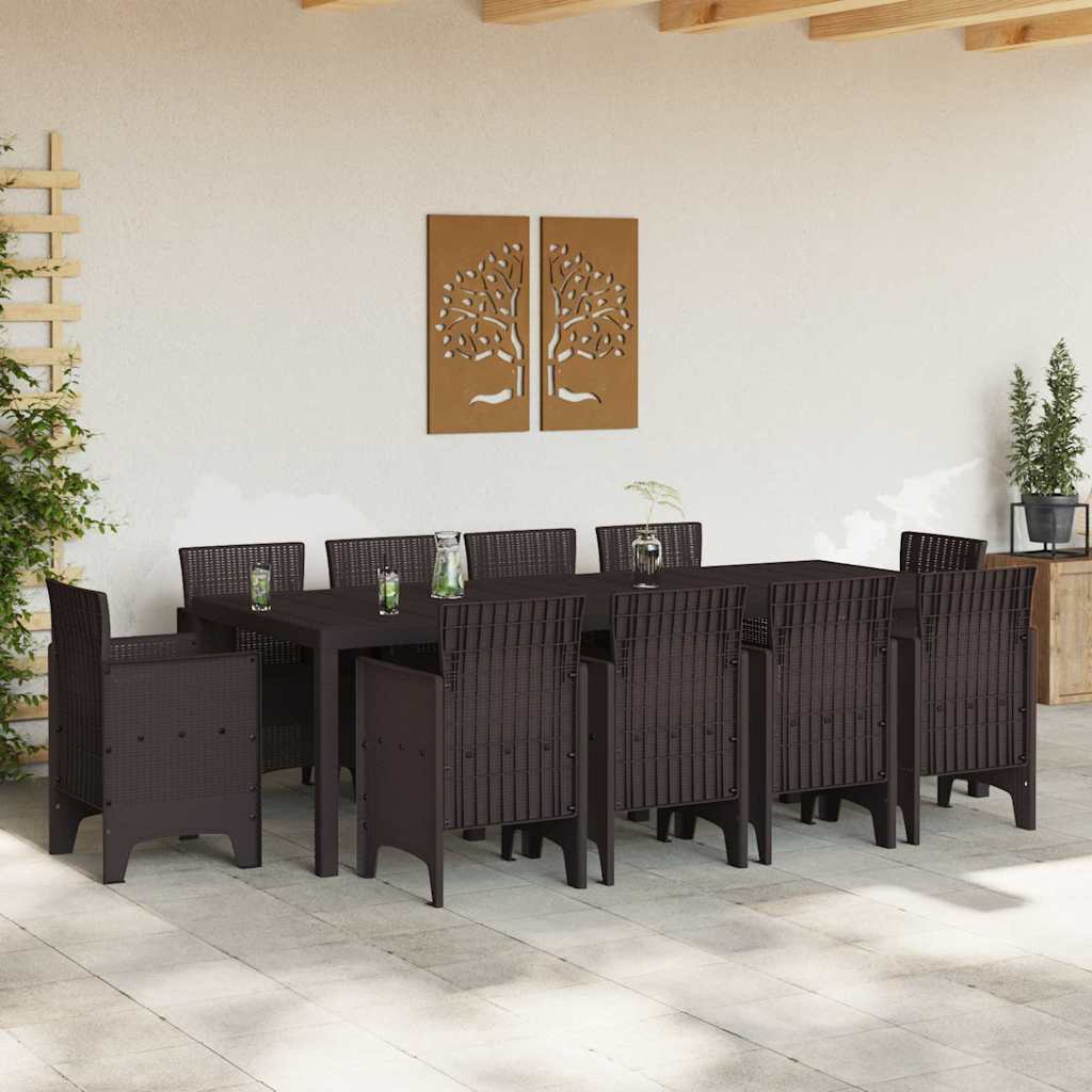 Set da Pranzo per Giardino 11 pcs Marrone Rattan Polt - immagine 3