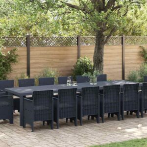 Set da Pranzo per Giardino 15 pcs Antracite Rattan Polt