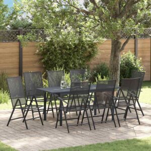 Set da Pranzo per Giardino 9 pcs Antracite Acciaio