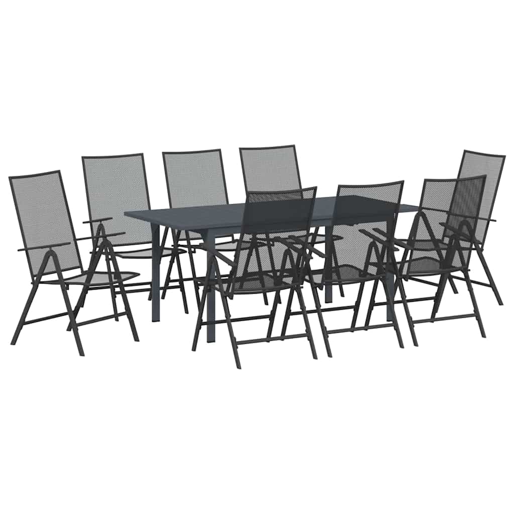 Set da Pranzo per Giardino 9 pcs Antracite Acciaio - immagine 2