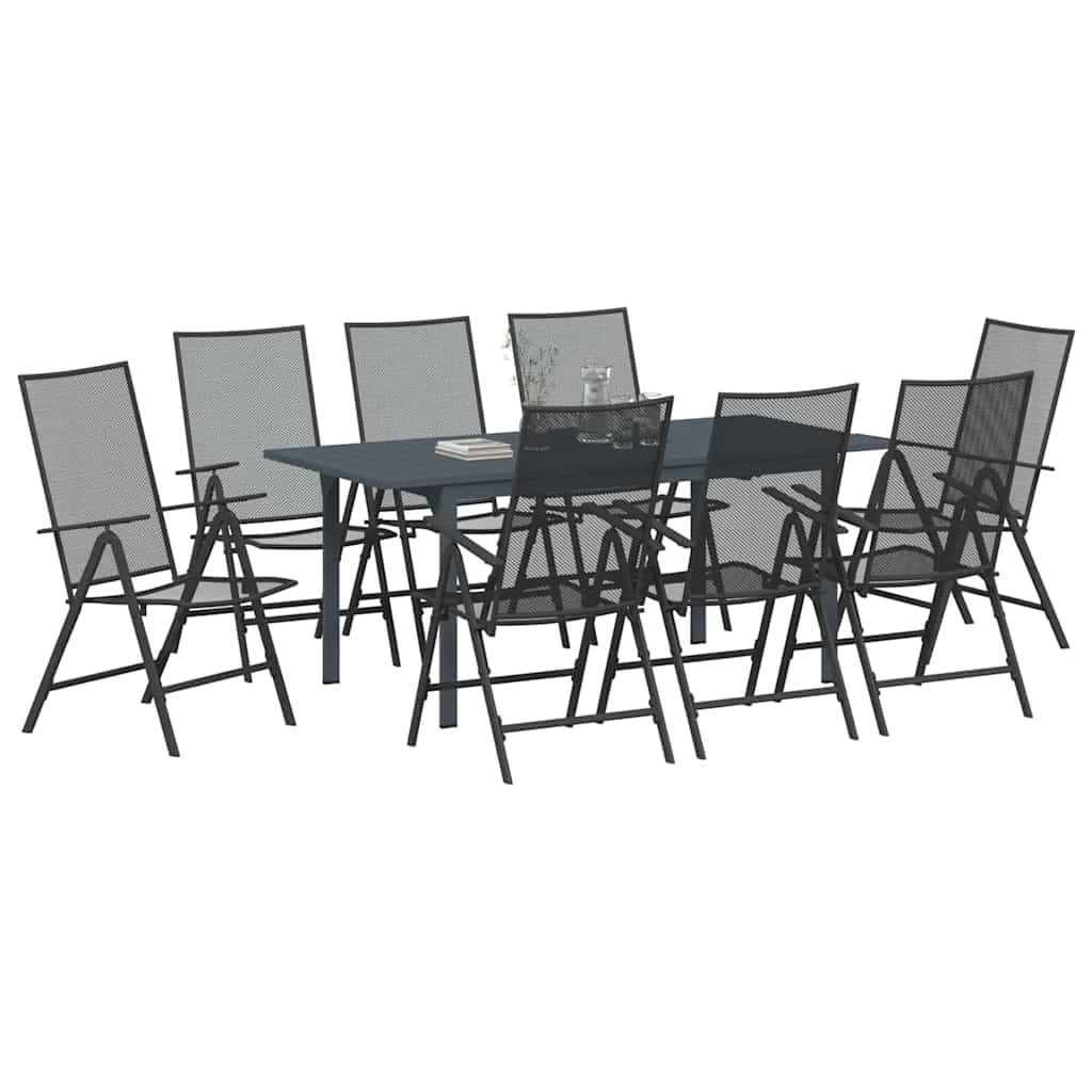 Set da Pranzo per Giardino 9 pcs Antracite Acciaio - immagine 3