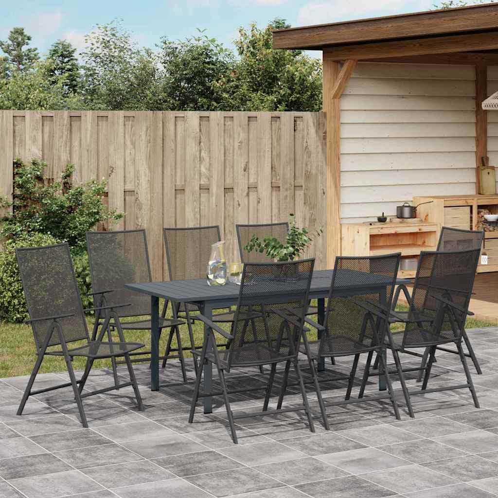 Set da Pranzo per Giardino 9 pcs Antracite Acciaio - immagine 4