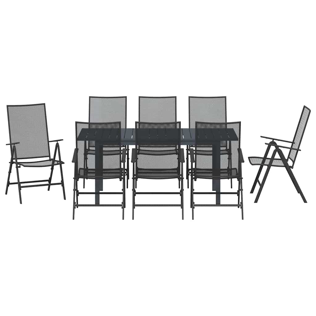Set da Pranzo per Giardino 9 pcs Antracite Acciaio - immagine 7