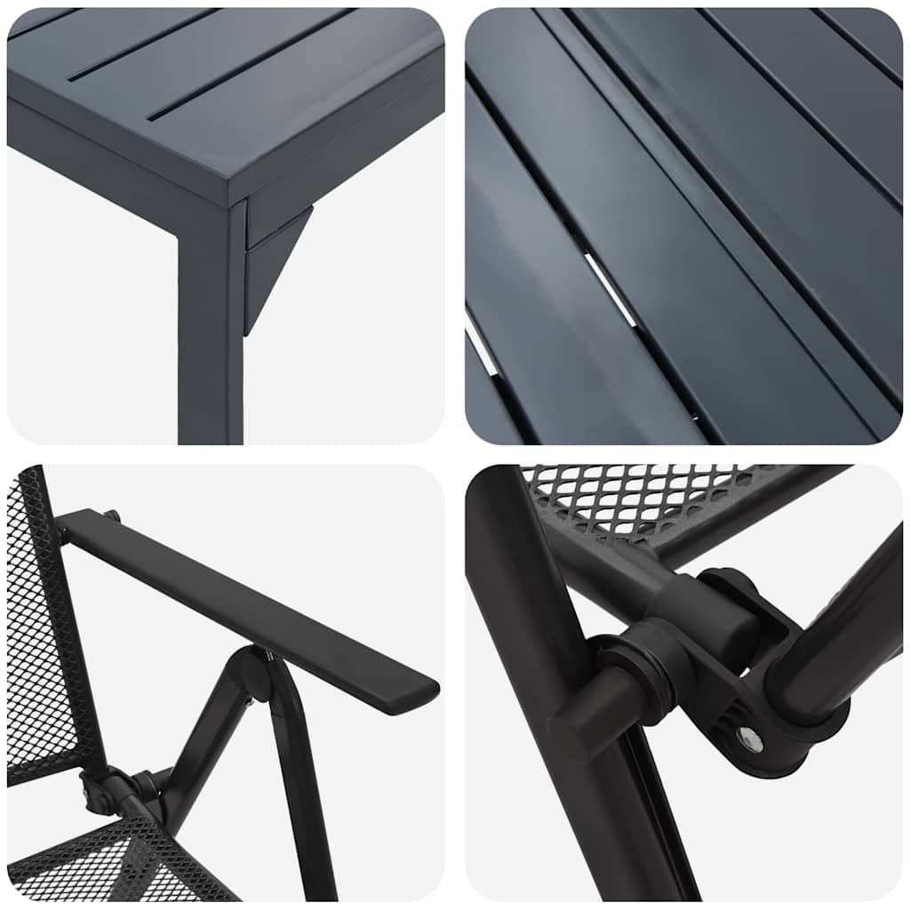 Set da Pranzo per Giardino 9 pcs Antracite Acciaio - immagine 9