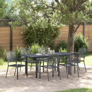 Set da Pranzo per Giardino 7 pcs Antracite Acciaio