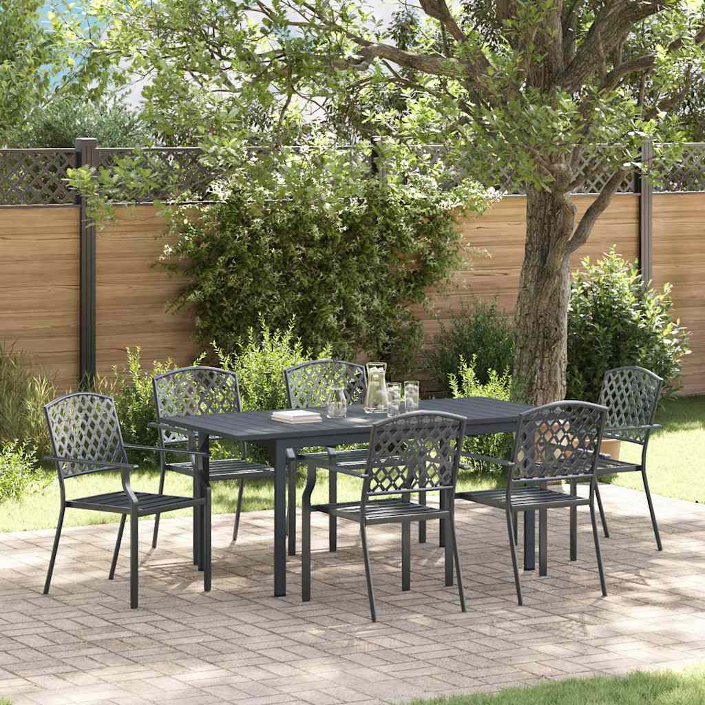 Set da Pranzo per Giardino 7 pcs Antracite Acciaio