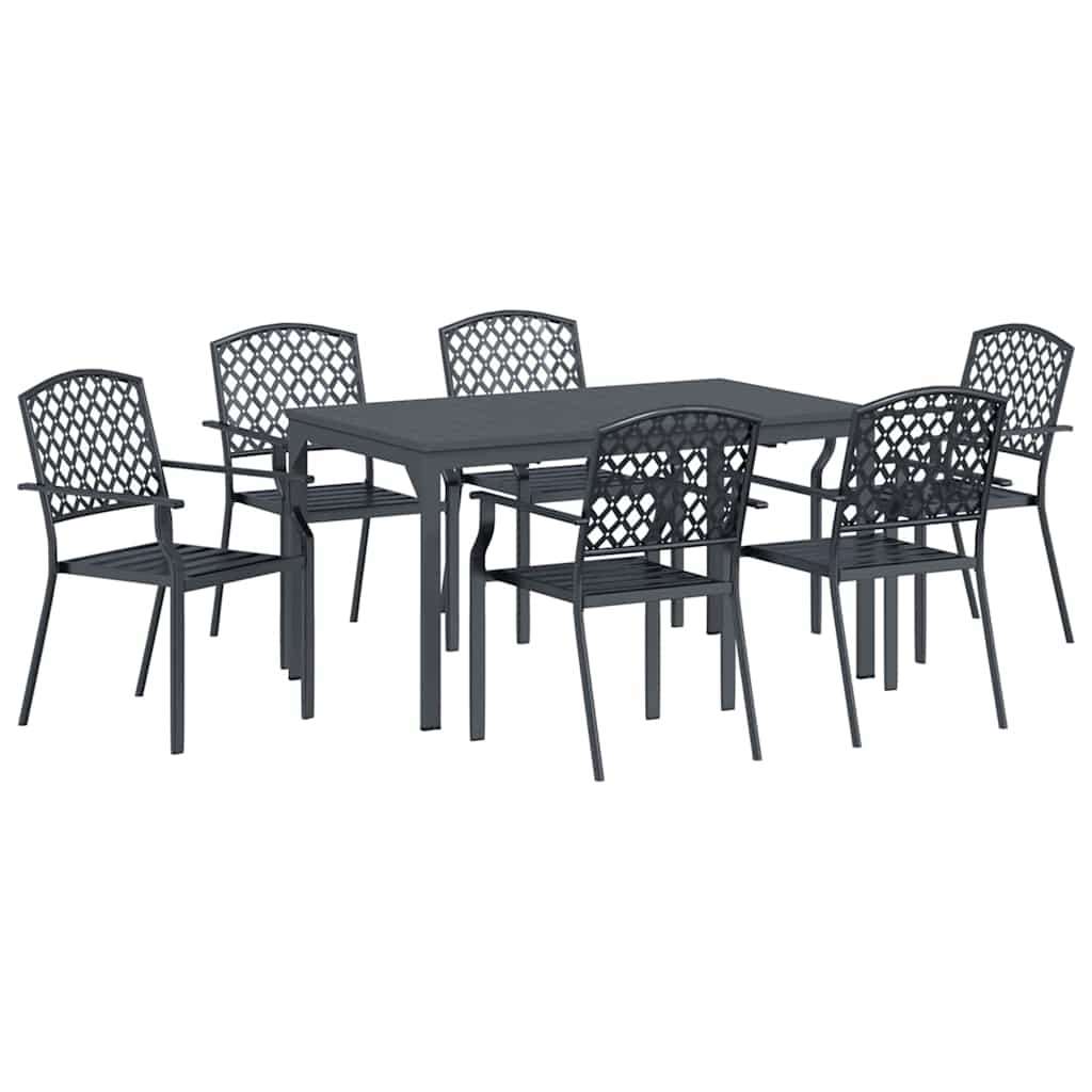 Set da Pranzo per Giardino 7 pcs Antracite Acciaio - immagine 2