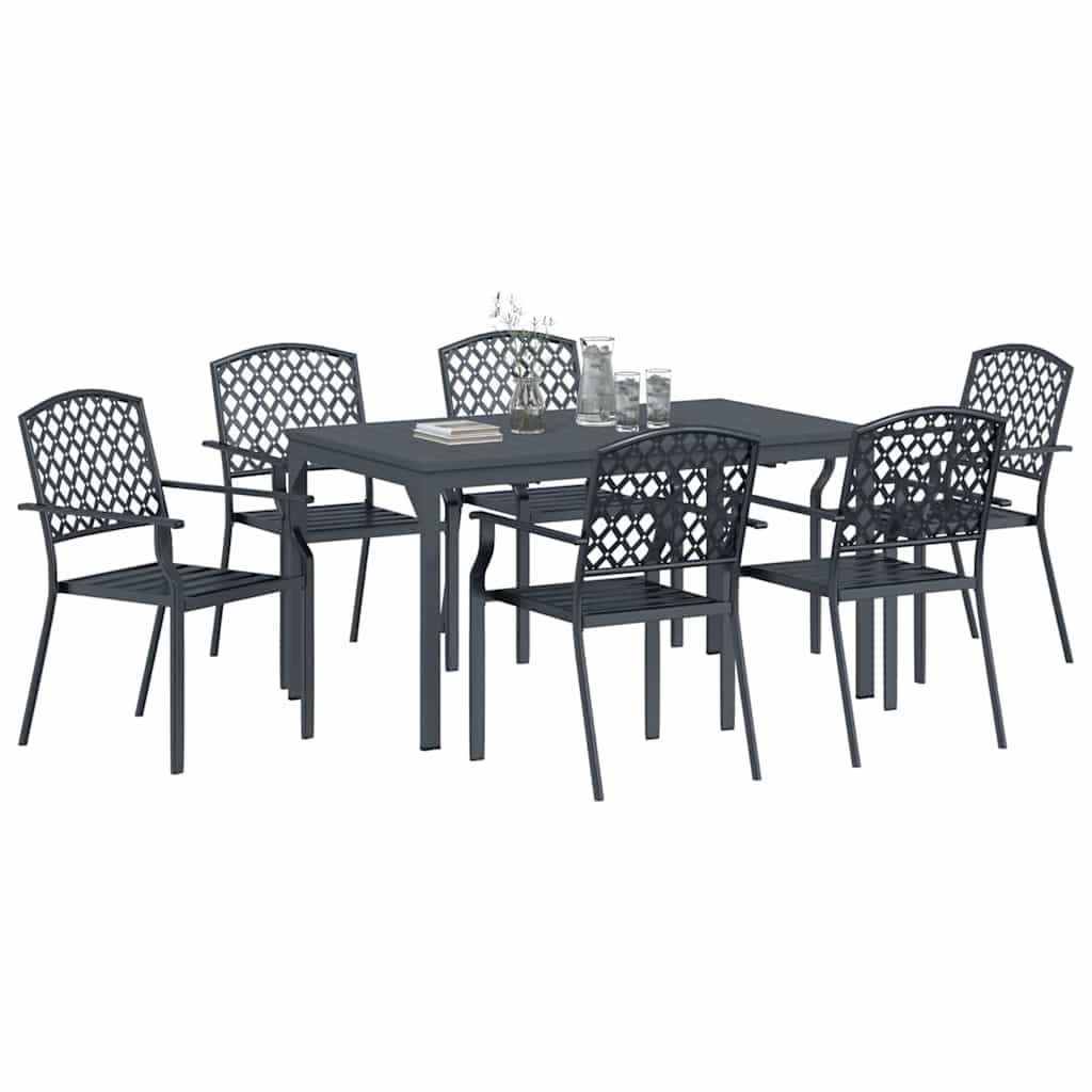 Set da Pranzo per Giardino 7 pcs Antracite Acciaio - immagine 3