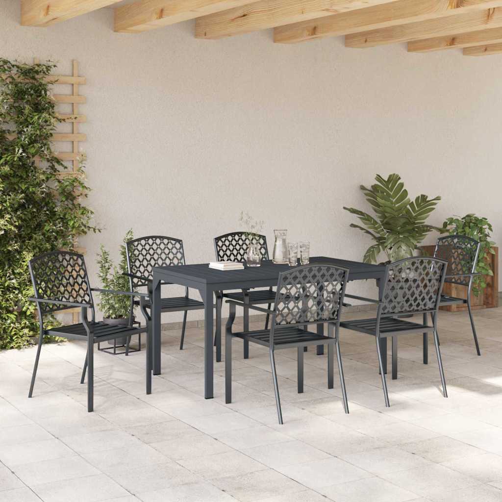 Set da Pranzo per Giardino 7 pcs Antracite Acciaio - immagine 4