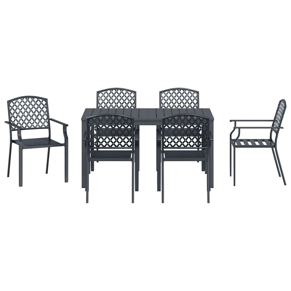 Set da Pranzo per Giardino 7 pcs Antracite Acciaio - immagine 7