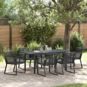 Set da Pranzo per Giardino 7 pcs Nero