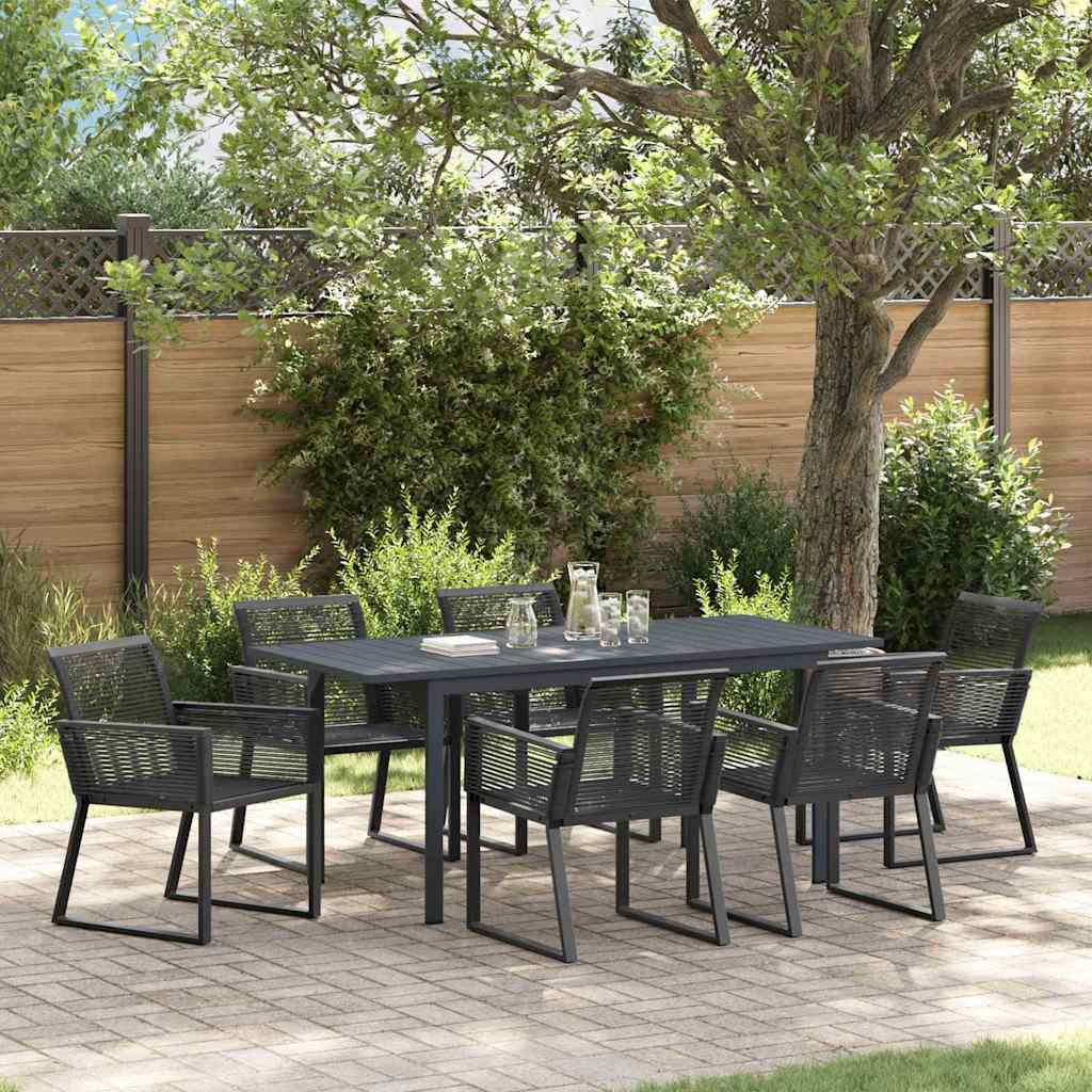 Set da Pranzo per Giardino 7 pcs Nero