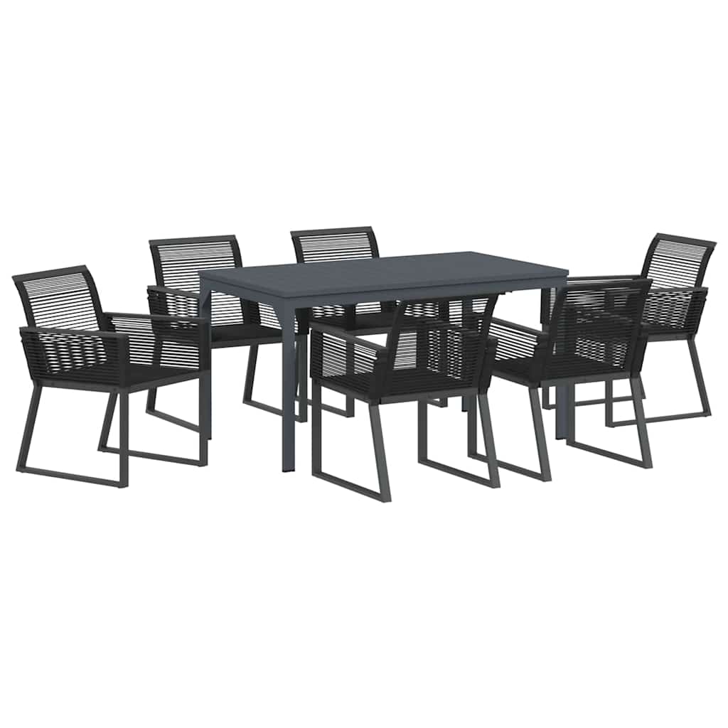 Set da Pranzo per Giardino 7 pcs Nero - immagine 2