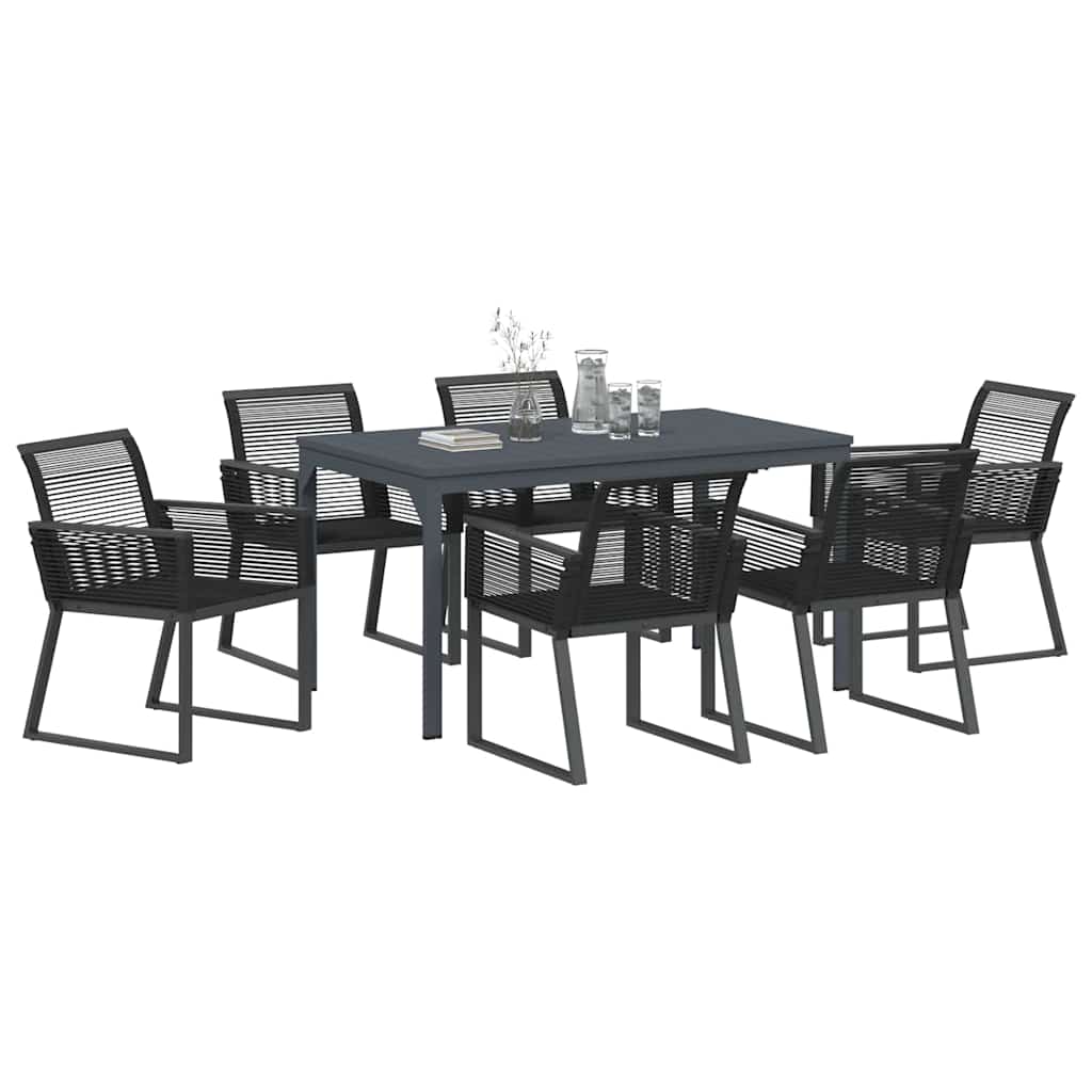 Set da Pranzo per Giardino 7 pcs Nero - immagine 3