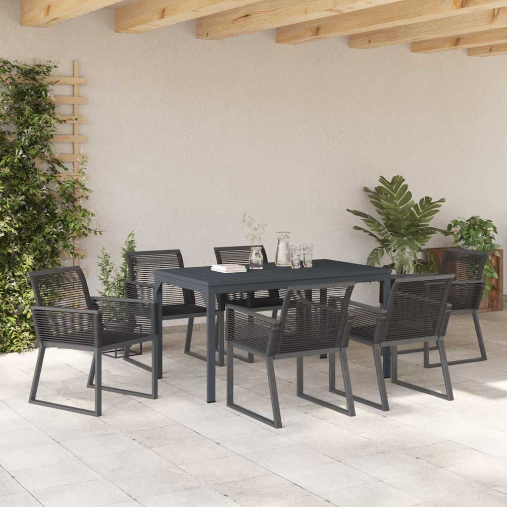 Set da Pranzo per Giardino 7 pcs Nero - immagine 4