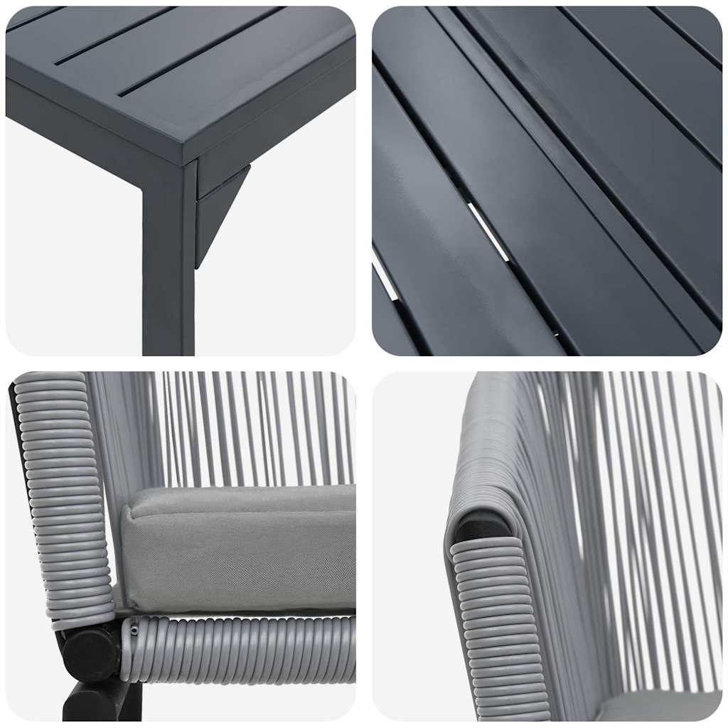 Set da Pranzo per Giardino 7 pcs Grigio Poly Rattan - immagine 9