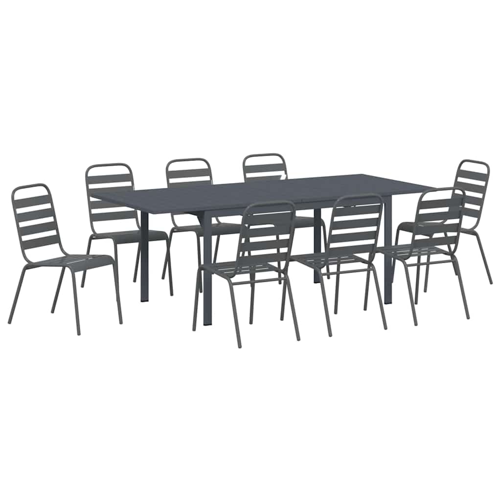 Set da Pranzo per Giardino 9 pcs Antracite Acciaio - immagine 2
