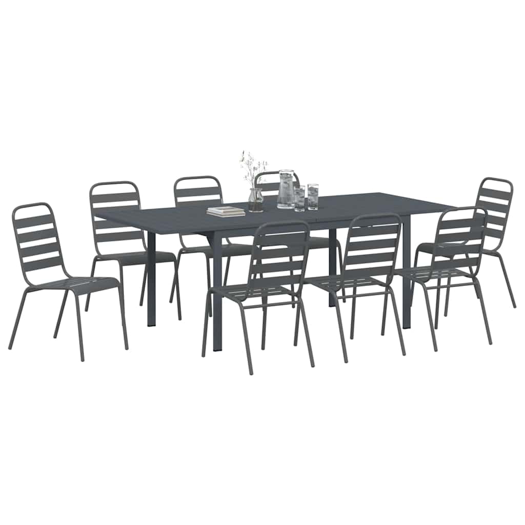 Set da Pranzo per Giardino 9 pcs Antracite Acciaio - immagine 3