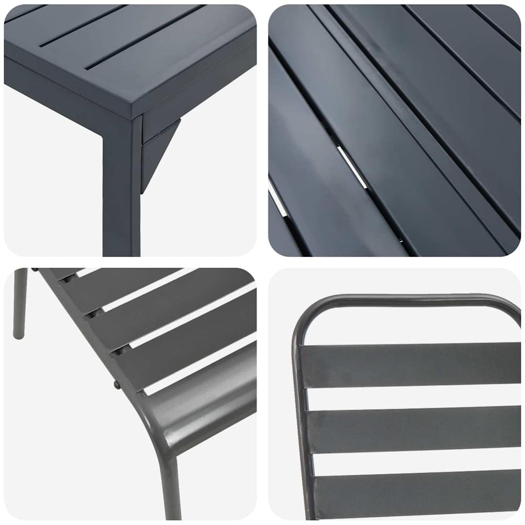 Set da Pranzo per Giardino 9 pcs Antracite Acciaio - immagine 9