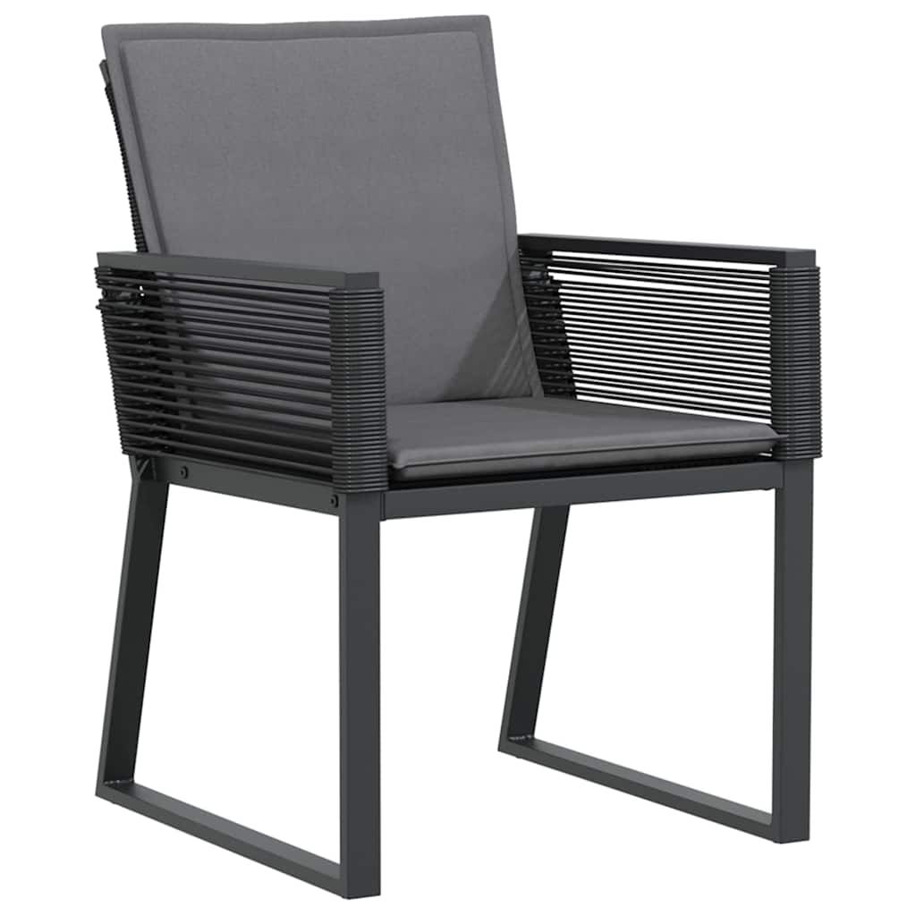 Set da Pranzo per Giardino 9 pcs Nero Poly Rattan - immagine 6