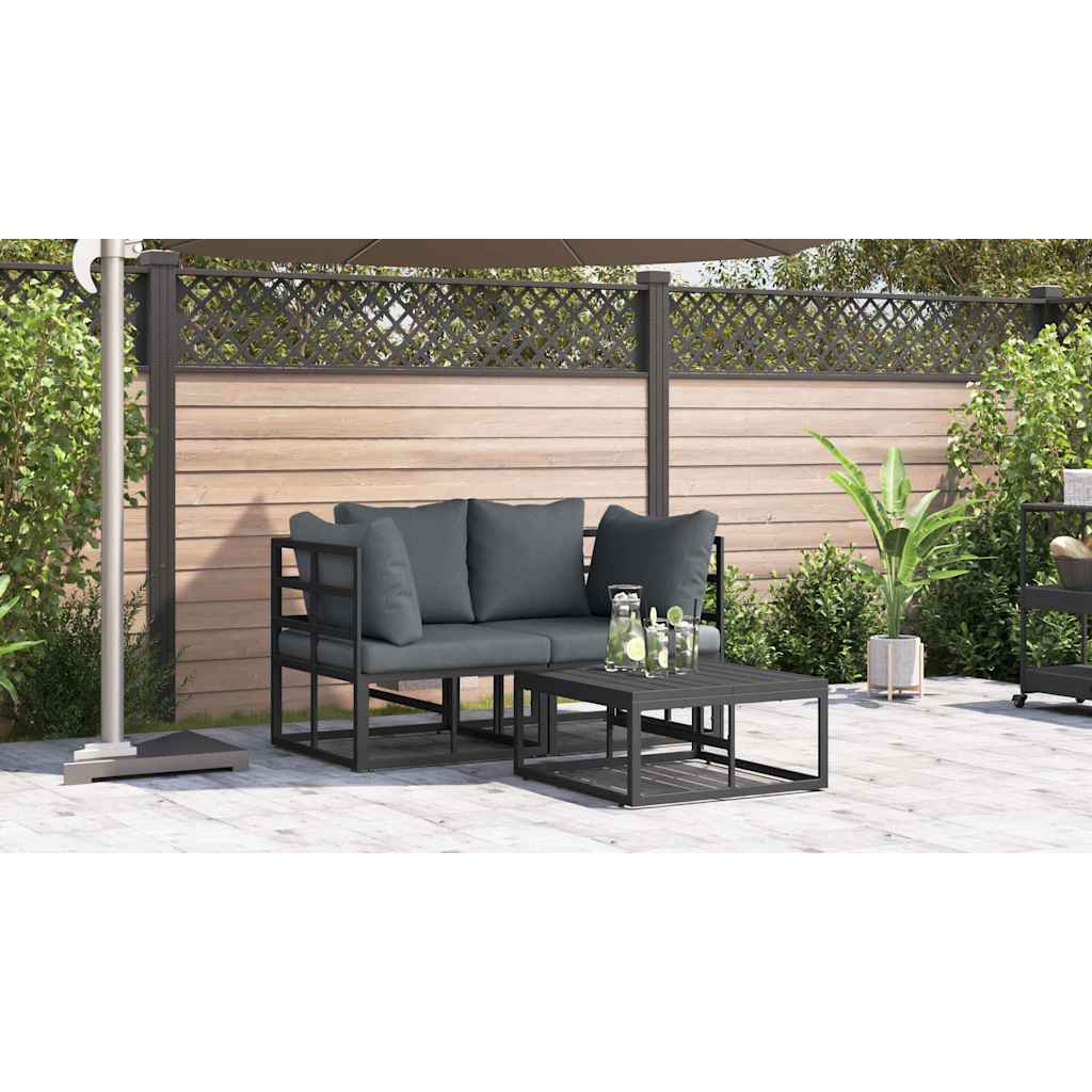 Set Divano da Giardino 3 pcs Nero Metallo - immagine 5