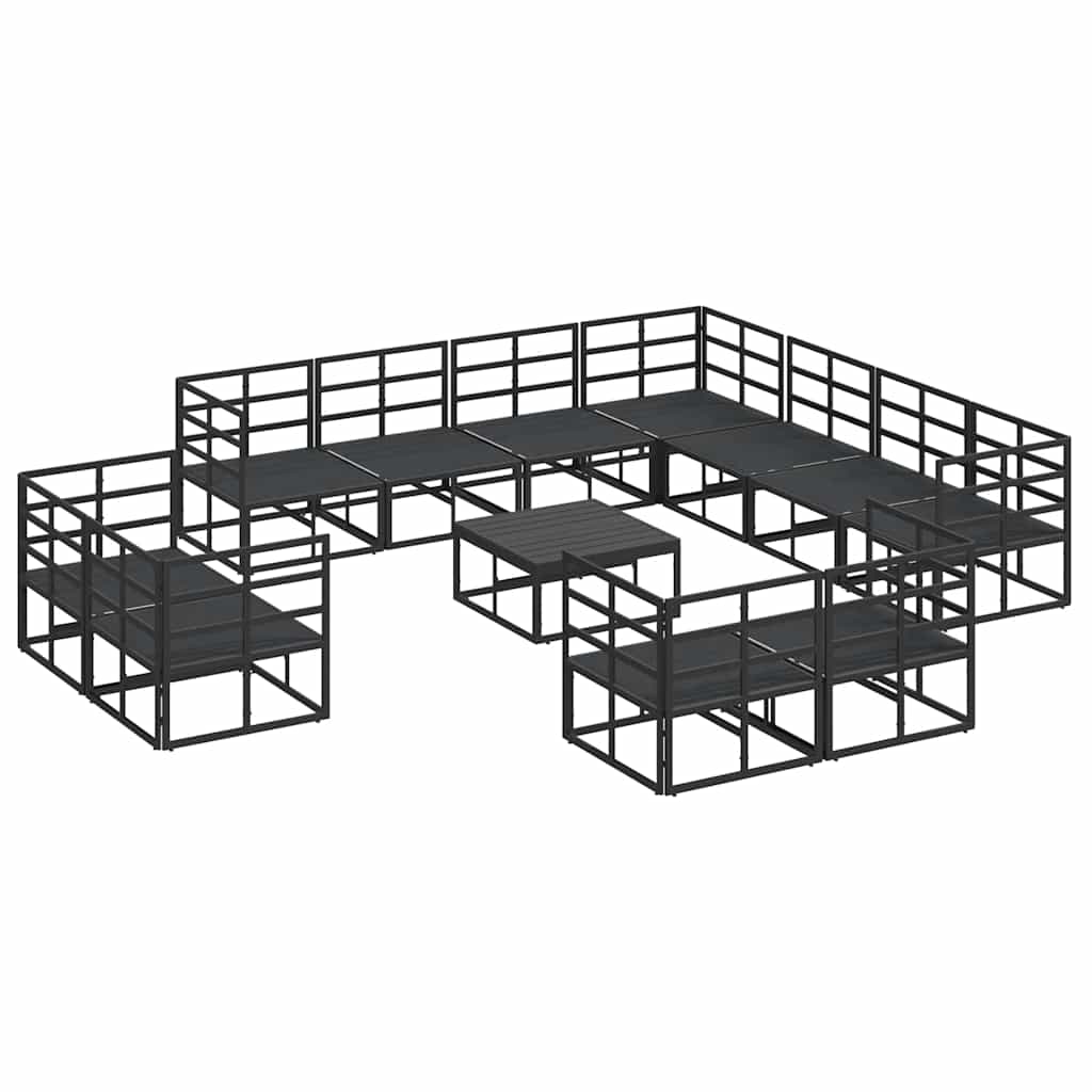 Set Divano da Giardino con cuscino 12 pcs Nero Alluminio - immagine 6