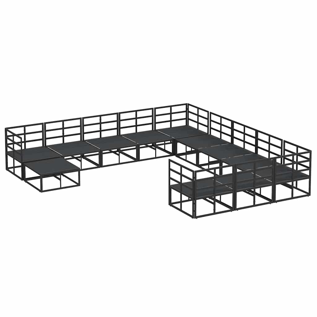 Set Divano da Giardino 12 pcs Nero Alluminio - immagine 8
