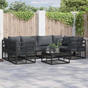 Set Divano da Giardino 6 pcs Nero Alluminio