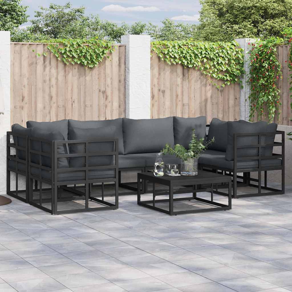 Set Divano da Giardino 6 pcs Nero Alluminio