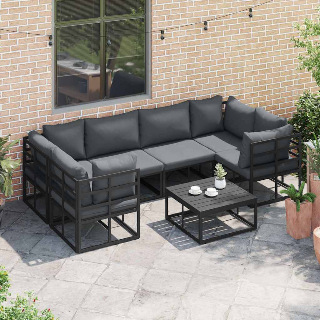 Set Divano da Giardino 6 pcs Nero Alluminio - immagine 5