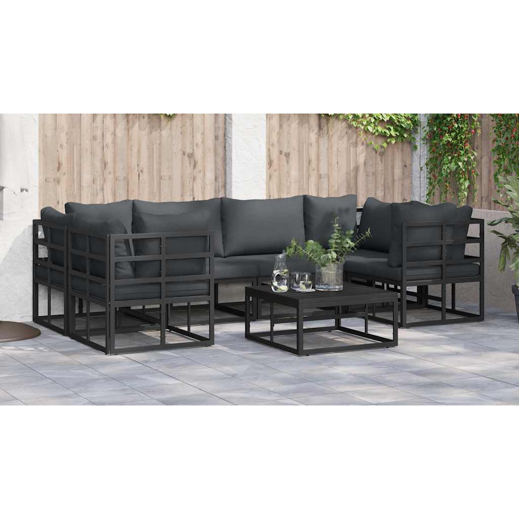 Set Divano da Giardino 6 pcs Nero Alluminio - immagine 6