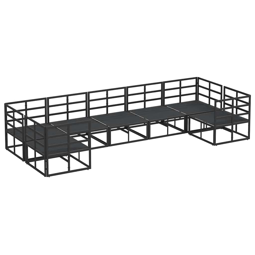 Set Divano da Giardino con cuscino 7 pcs Nero Alluminio - immagine 7