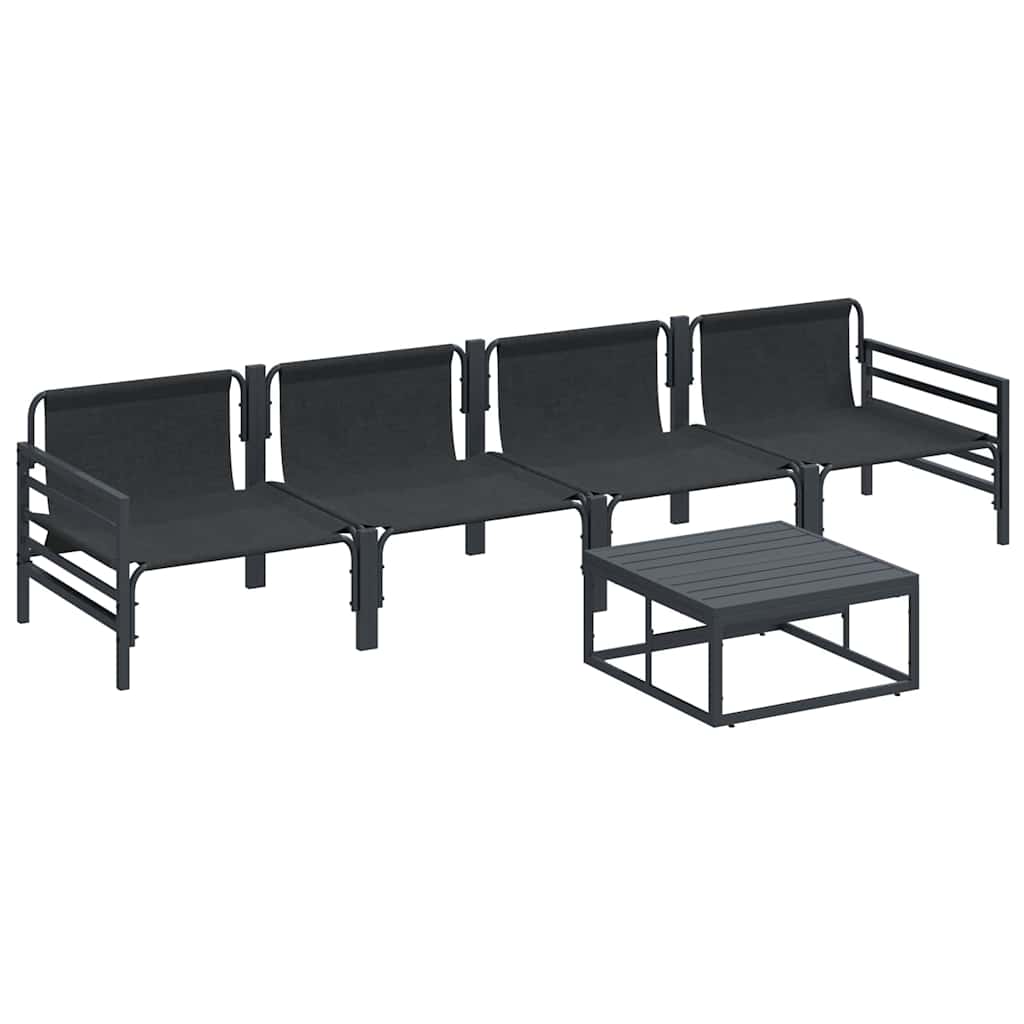 Set Divano da Giardino con cuscino 5 pcs Nero Acciaio - immagine 6