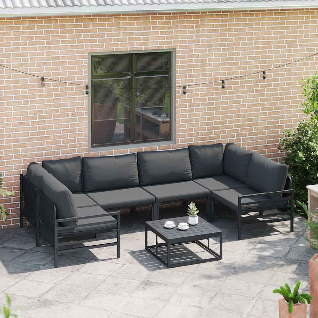Set Divano da Giardino con cuscino 6 pcs Nero Acciaio - immagine 3
