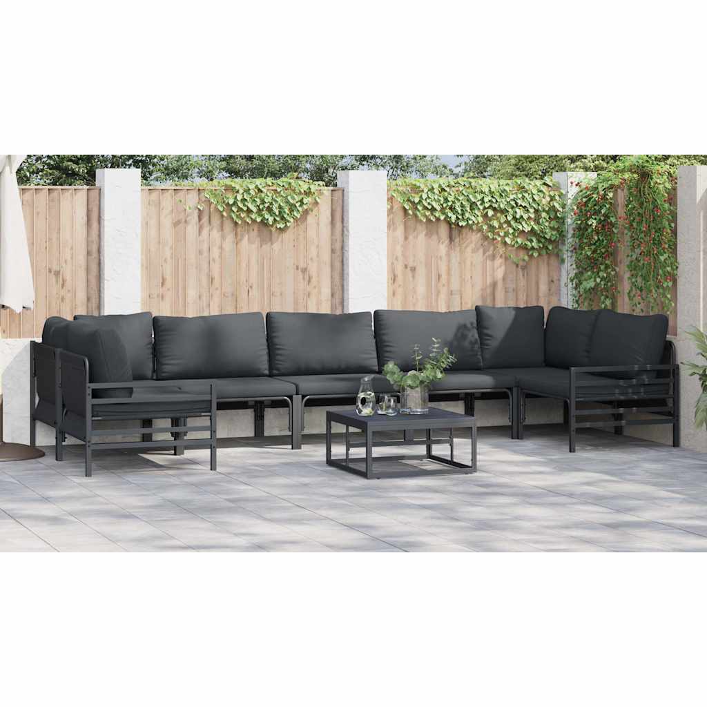 Set Divano da Giardino con cuscino 8 pcs Nero Acciaio - immagine 4