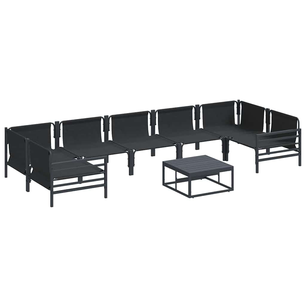 Set Divano da Giardino con cuscino 8 pcs Nero Acciaio - immagine 6