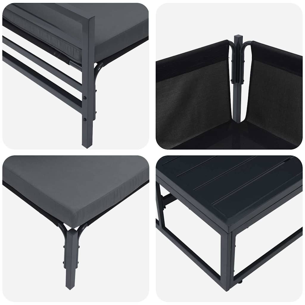 Set Divano da Giardino con cuscino 8 pcs Nero Acciaio - immagine 7