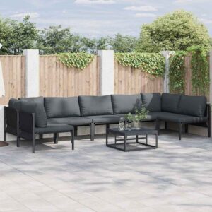 Set Divano da Giardino con cuscino 8 pcs Nero Acciaio