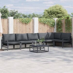 Set Divano da Giardino con cuscino 6 pcs Nero Acciaio