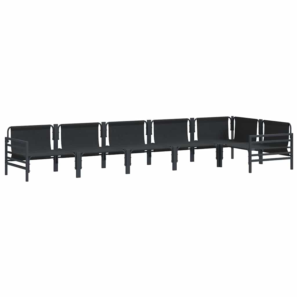 Set Divano da Giardino con cuscino 6 pcs Nero Acciaio - immagine 8
