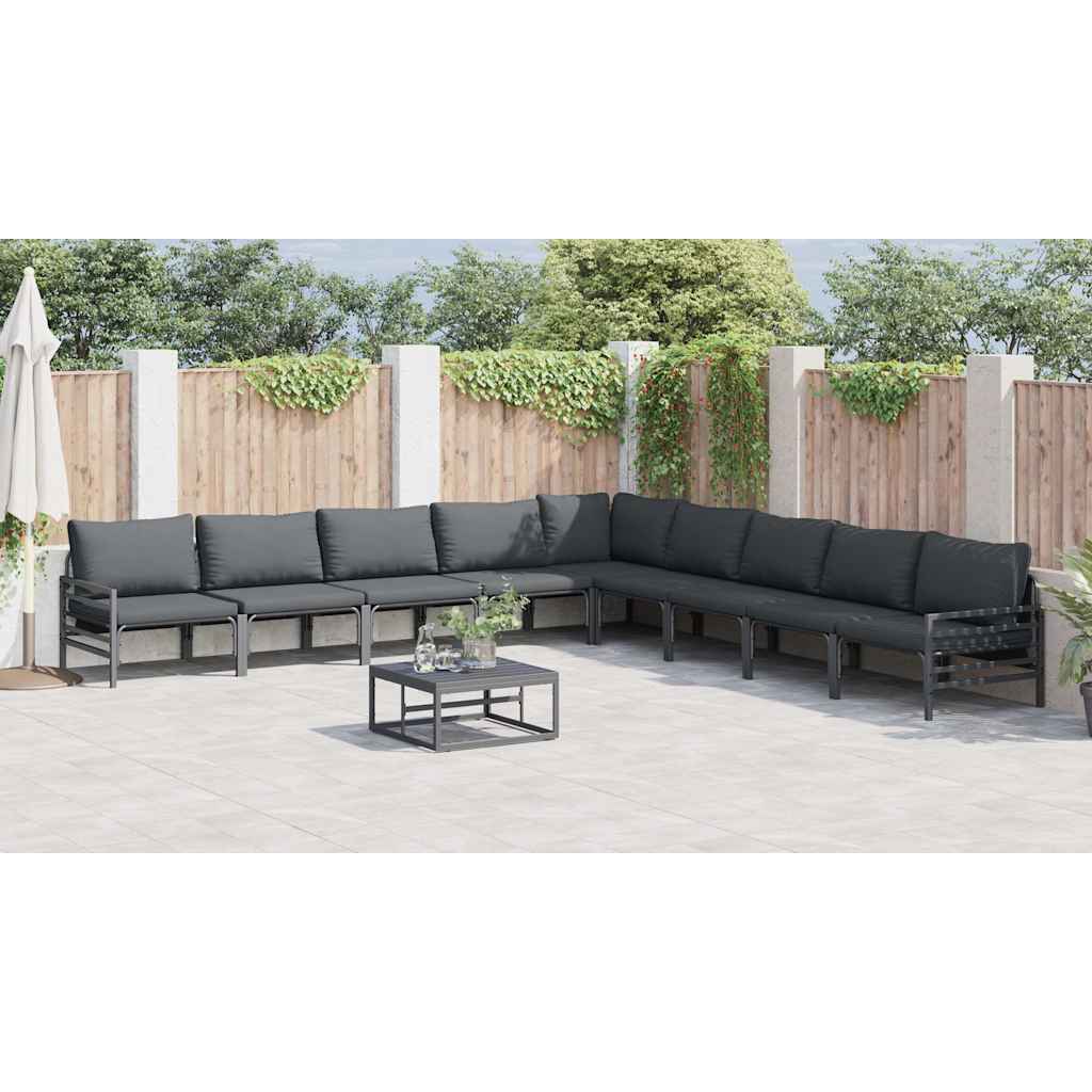 Set Divano da Giardino con cuscino 9 pcs Nero Acciaio - immagine 6