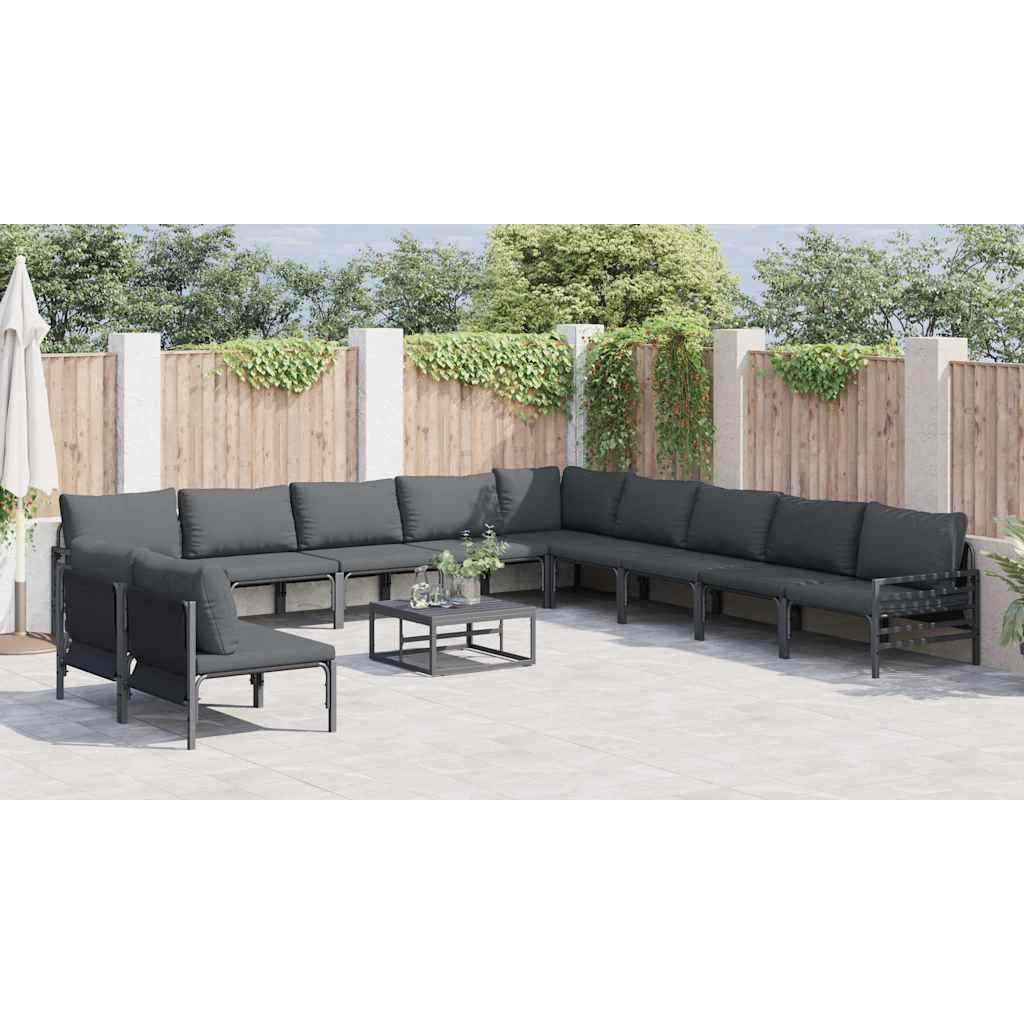 Set Divano da Giardino con cuscino 12 pcs Nero Acciaio - immagine 4