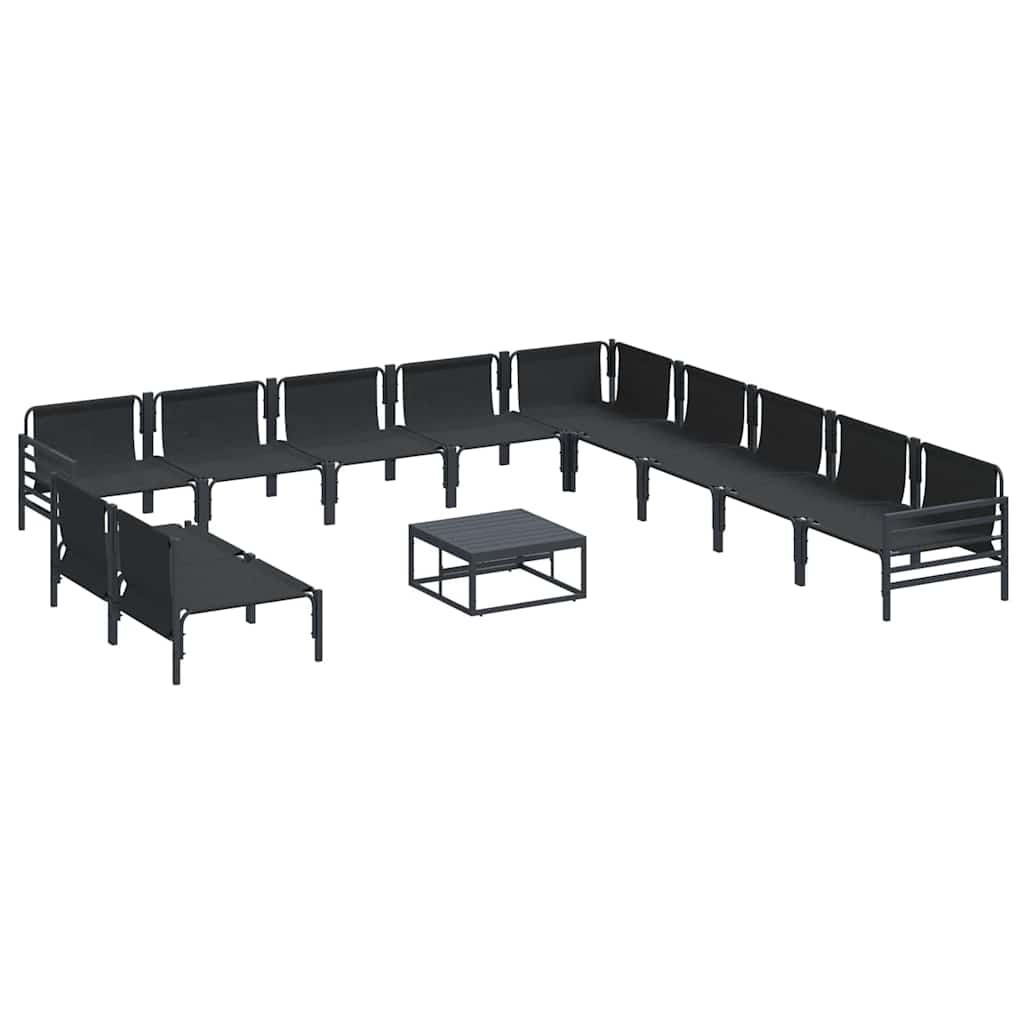 Set Divano da Giardino con cuscino 12 pcs Nero Acciaio - immagine 7