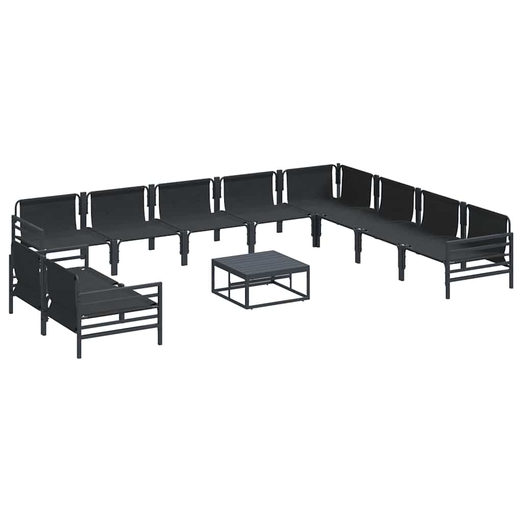 Set Divano da Giardino con cuscino 11 pcs Nero Acciaio - immagine 7