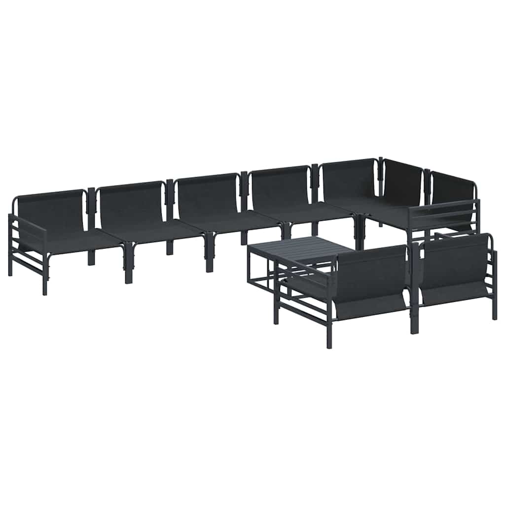 Set Divano da Giardino con cuscino 9 pcs Nero Acciaio - immagine 7