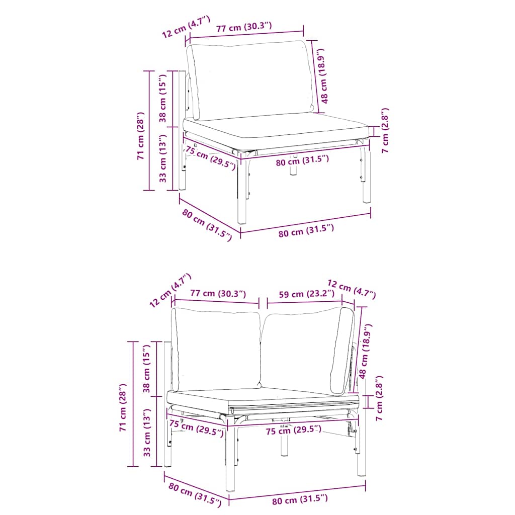 Set Divano da Giardino con cuscino 11 pcs Nero Acciaio - immagine 9
