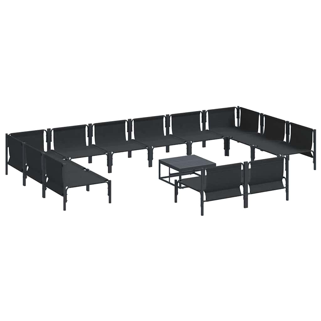 Set Divano da Giardino con cuscino 13 pcs Nero Acciaio - immagine 6