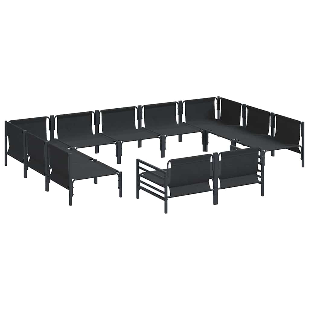 Set Divano da Giardino con cuscino 11 pcs Nero Acciaio - immagine 5